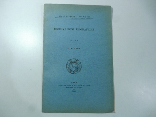 Osservazioni epigrafiche. Nota